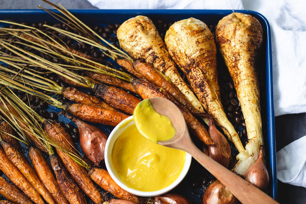 Smokey Roasted Carrots on Coffee Beans